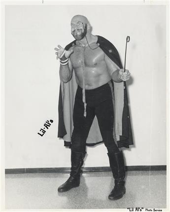 (PRO WRESTLING) An archive with over 120 portraits of pre-WWE Pro-wrestlers striking theatrical poses, photographed by Lil Al Vavasse